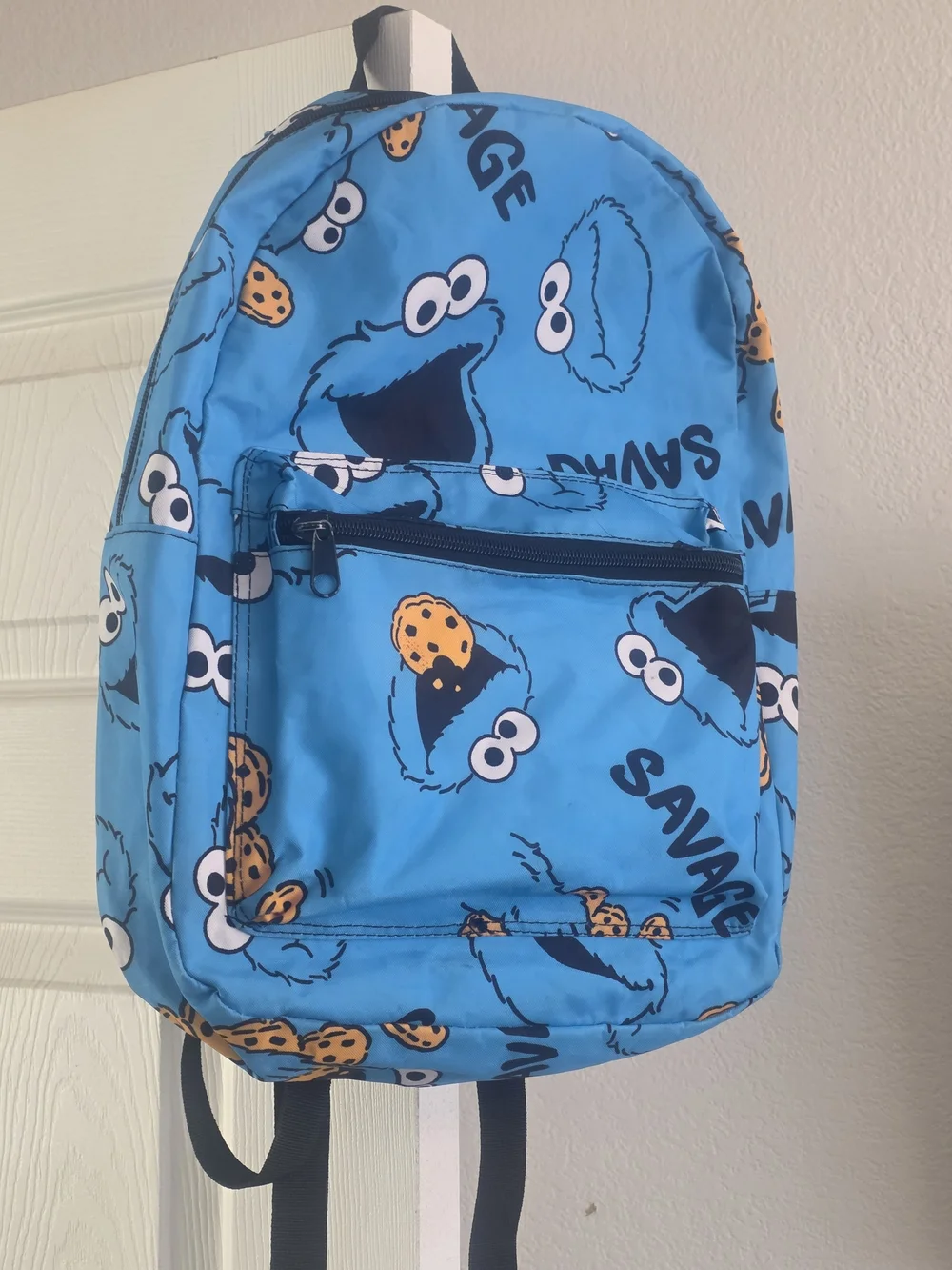 Carter's Bright Blue Cookie Monster Print Kids Backpack